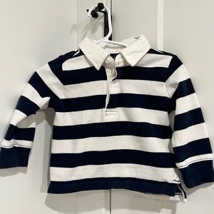 Janie and Jack Boys Rugby Striped Shirt 12-18 Months Navy & White